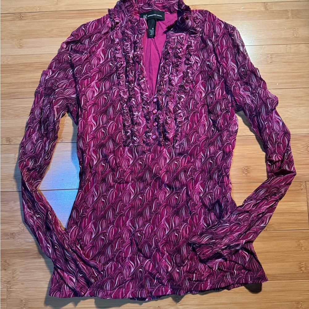 INC International Concepts Fuchsia Patterned Blouse